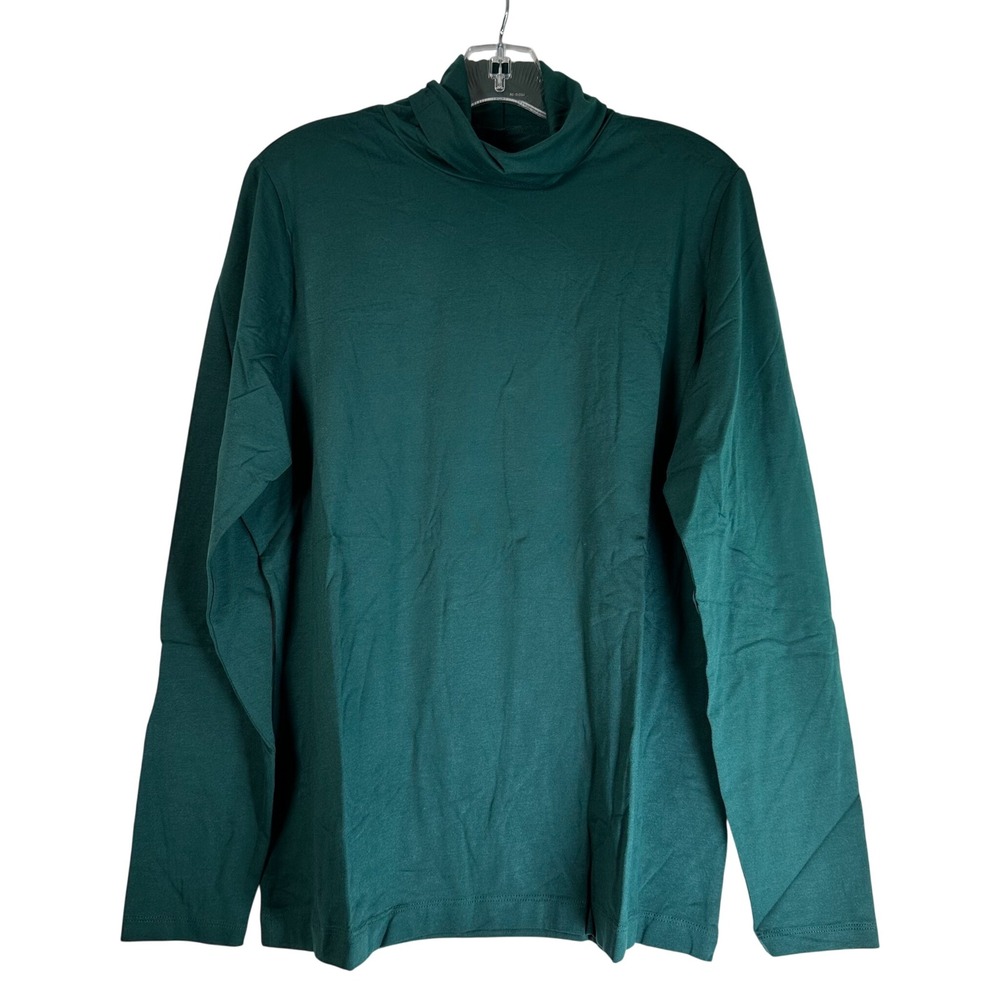 Lands End Shaped Turtleneck Long Sleeve Top Harvest Pine Green XL 18